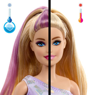 Barbie unboxing fest dyr fødselsdag - dukke med lilla highlights