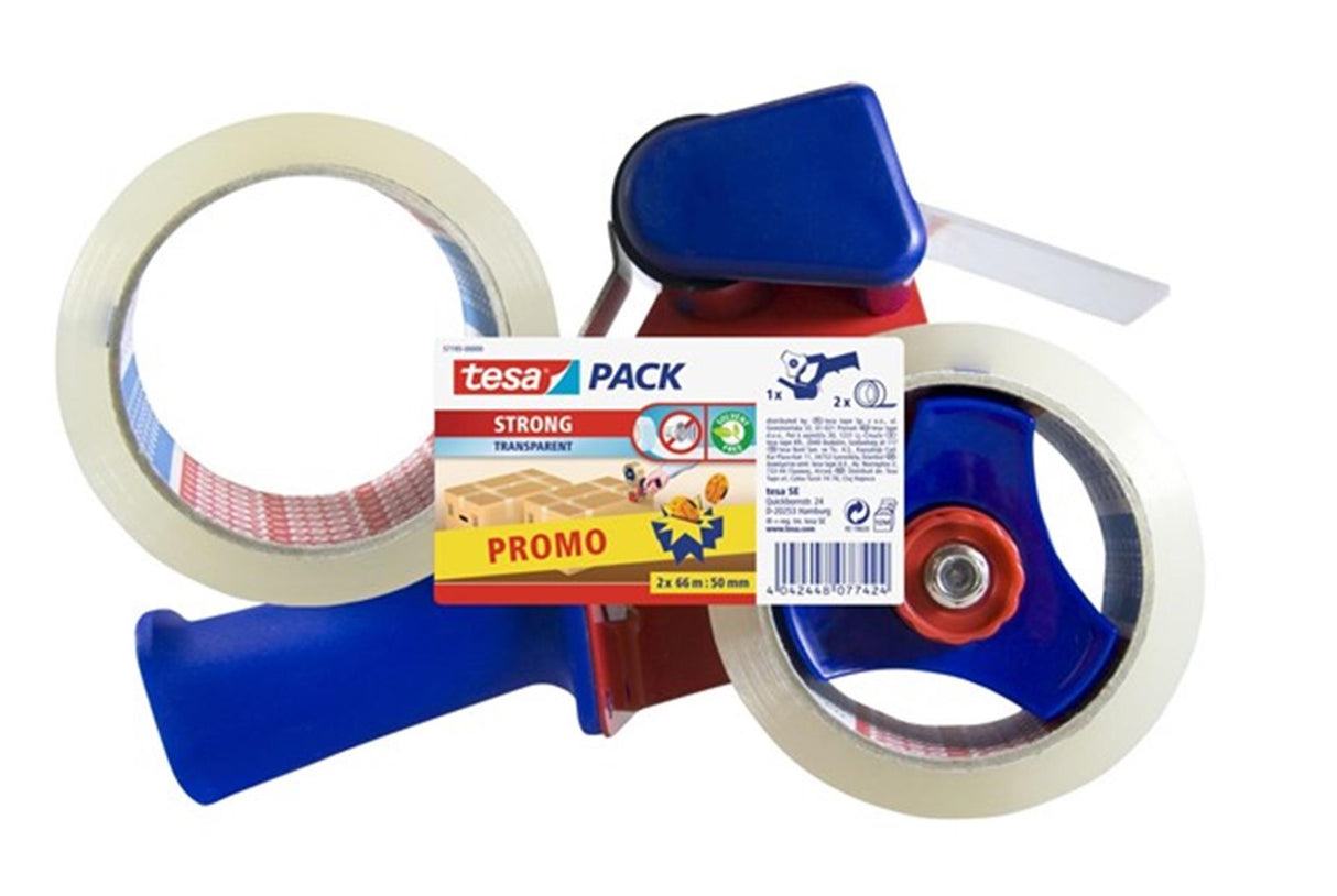 Tesa emballagetape dispenser med 2 gratis ruller 66x50. kampagnepakke