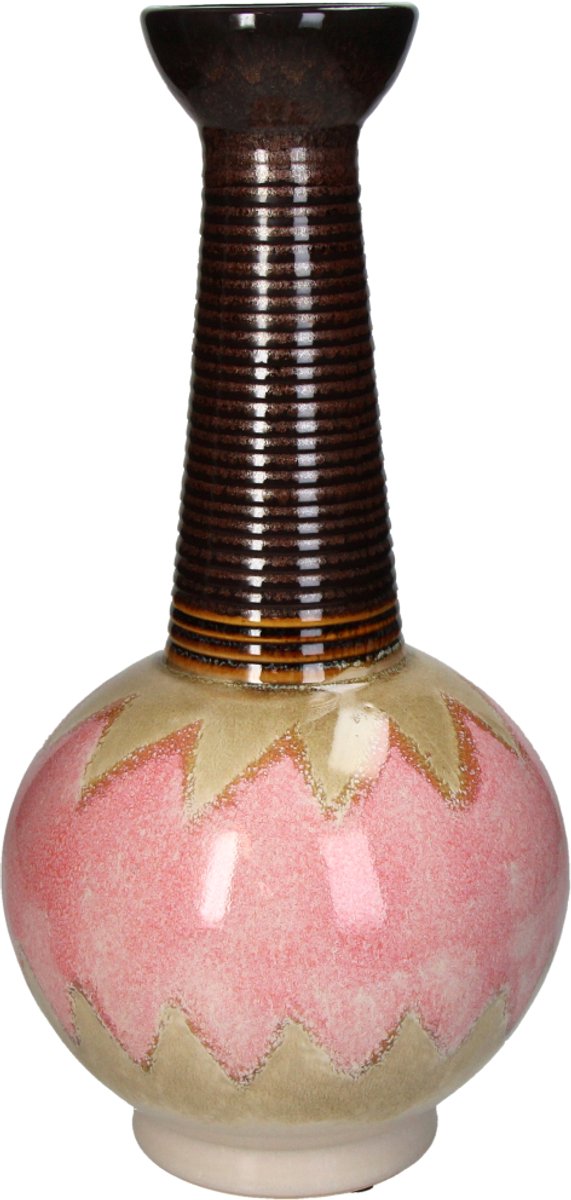 Hd collection vaas aardewerk roze 18,5x18,5x39cm
