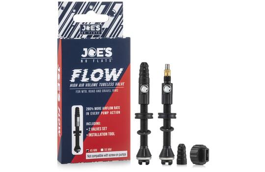 Joes joe's no flats - tubeless ventil flow høj luftvolumen 45mm 2 stk.