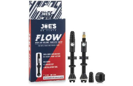 Joes joe's no flats - tubeless ventil flow høj luftvolumen 45mm 2 stk.
