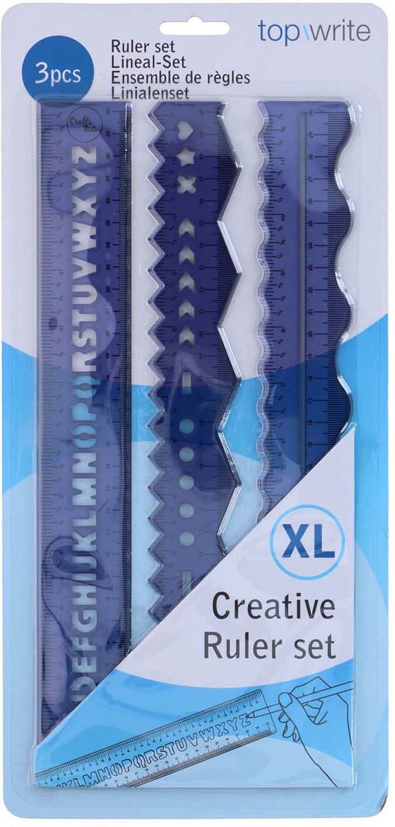Kreativt linealsæt 30cm, 3 stk.