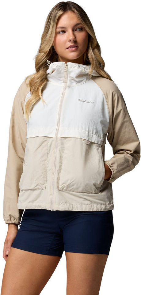 Columbia spire valley™ windbreaker udendørsjakke til kvinder - mørk sten, havsalt, gammelt fossil