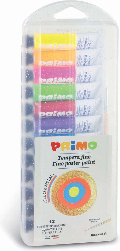 Primo - gouache metal+fluo i tube (12x12ml) i æske
