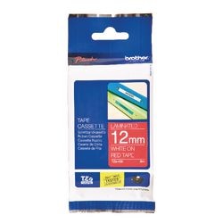 Etikettape brother tze435 hvid, rød 12mmx8m