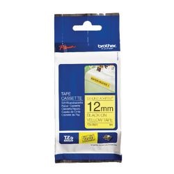 Etikettape brother tzes631 sort, gul 12mmx8m
