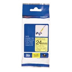 Etikettape brother tzefx651 sort, gul 24mmx8m