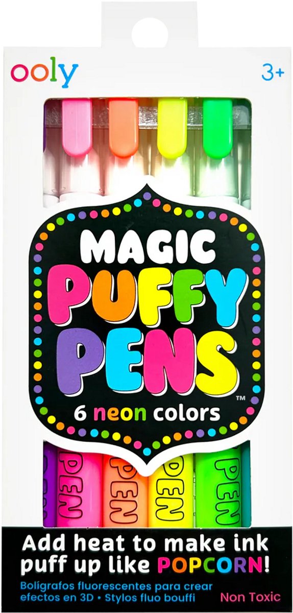 Ooly - magisk puffy pen - 6 neon 3D markører - magisk puff ink ved opvarmning