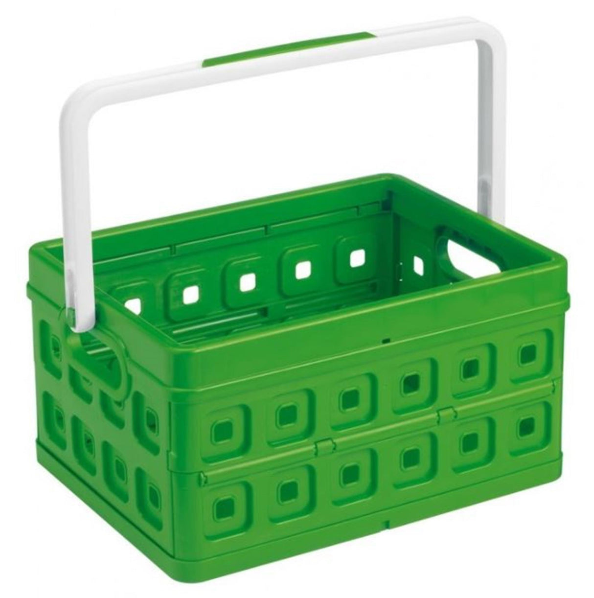 Soltøj firkantet indkøbskasse 24 liter grøn hvid plastik 44x31,5x21cm