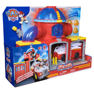 Paw patrulje - brandstationslegesæt - med marshallfigur, brandbil, lys, løfteraket og lydeffekter