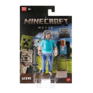 Minecraft mattel en film actionfigur steve – 10 cm actionfigur med sværd og taske