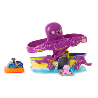 Paw Patrol Pup Squad Octopus Rescue Legesæt, 6,3 cm Chase Toy Car og Baby Octopus Figur, Legetøj til fantasifuld leg