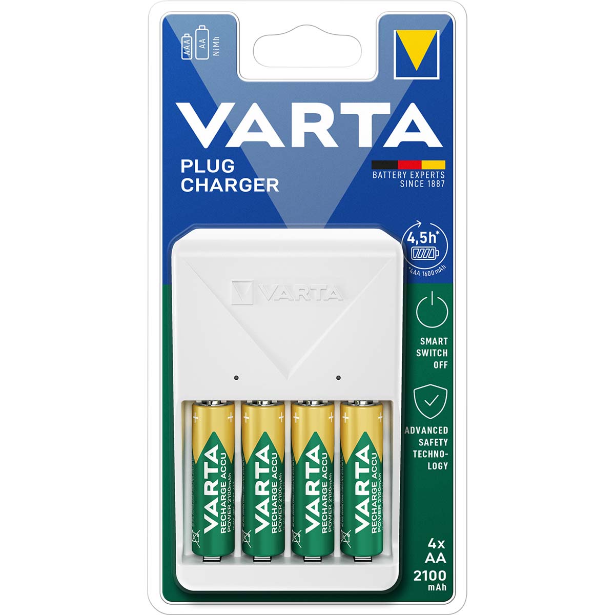 Varta stik oplader 4x AA 2100 Mah - 57657101451