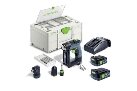 Festool cxs 12 2,5 sæt | akku bore-/skruemaskine 12v i systainer (2x 2,5ah batteri + TCL 6 hurtigoplader) - 576865