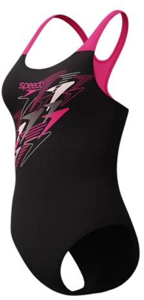Speedo medley logo medalist 1 piece dames sportbadpak - kleurvast badpak dames - chloorbestendig zwempak dames - sportbadpak dames met medalist-rug - zwart roze - 40