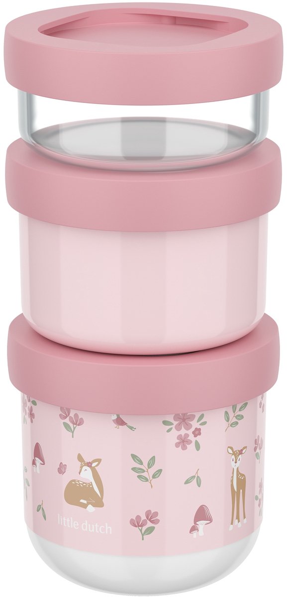 Mepal mio snackbox stack 3-delig little dutch - 550 ml - stapel zo veel als je nodig hebt - magnetron- en vaatwasmachinebestendig - fairy garden
