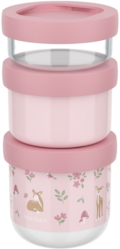 Mepal mio snackbox stack 3-delig little dutch - 550 ml - stapel zo veel als je nodig hebt - magnetron- en vaatwasmachinebestendig - fairy garden