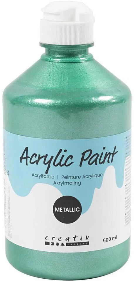 A-color creativ firma børn akrylmaling - metallisk - 500 ml - grøn