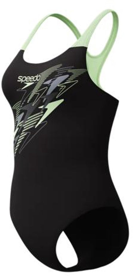 Speedo medley logo medaljevinder 1 stykke sportsbadedragt til kvinder - sort grøn