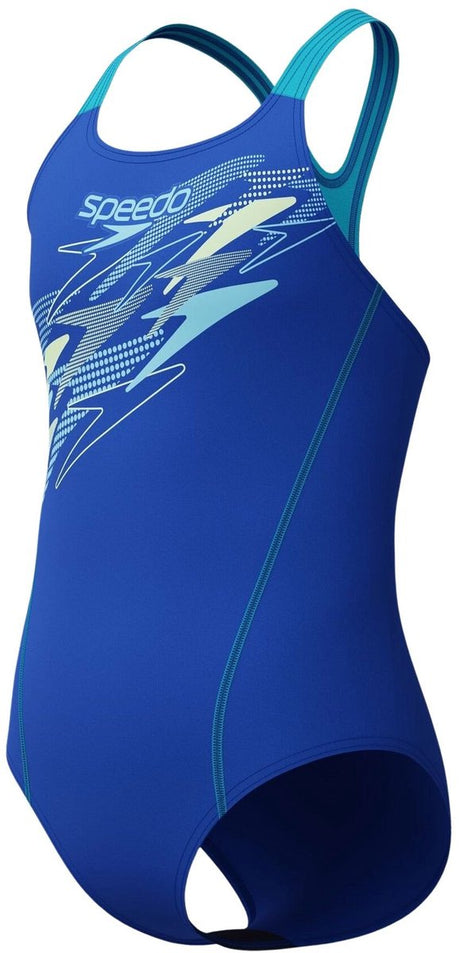Speedo medley logo medaljevinder sportsbadedragt til piger - blå lilla
