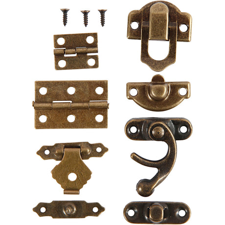 Creativ firma mini fittings, mål 16x19-19x29,5 mm, antik guld, 15 sæt 1 æske