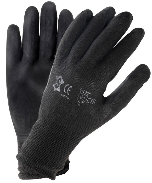 Assembly Glove Workshop Large - Black Nylon med PU -belægning