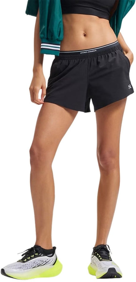 Under armour ua vanish woven 3in shorts-blk dames sportbroek - ultimate zwart - mod grijs 42