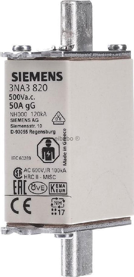 Siemens 3na3814 nh sikring sikring størrelse: 000 35 a 500 v ac, 250 v ac 3 stk.