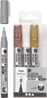 Creativ Company Glass Porcelain Stones, der sammenligner brunt guld sølvhvide, 4 ..