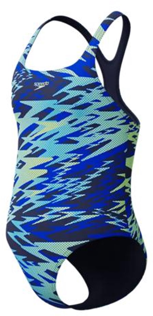 Speedo h-boom print medaljevinder 1 styks sportsbadedragt til piger - marinegrøn