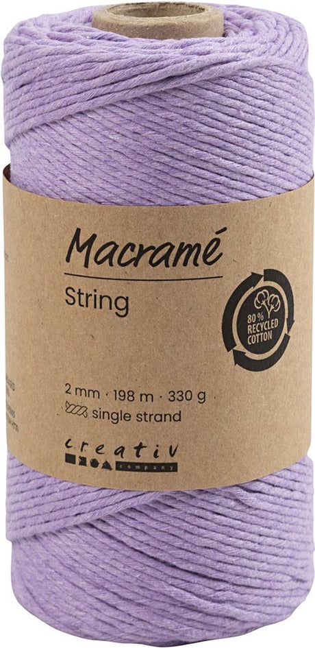 Creativ company makramésnor 2 mm 198 m lilla