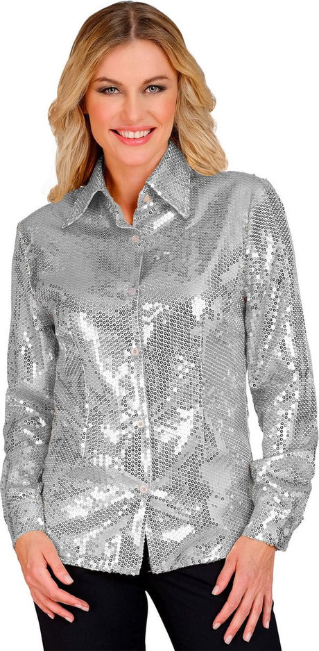 Widmann pailletbluse sølv shine kvinde l xl