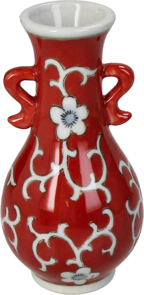 Hd collection vaas porselein rood 8x8x15,5cm