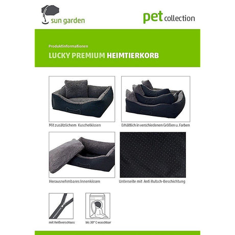 Solhave luksus hundeseng lucky + pude 59x67x20cm grå