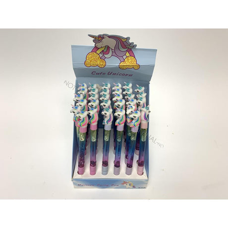 Unicorn kuglepen med glitter 15cm