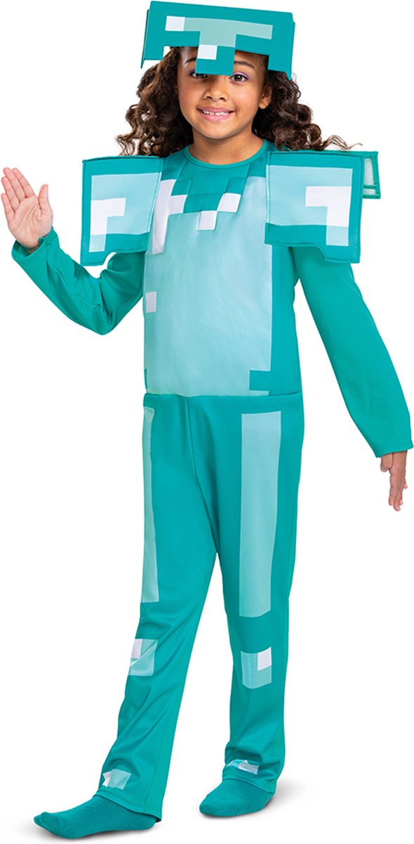 Forklædning minecraft (mojang), fancy dress up med diamantpanser, størrelse s (4-6 år), drenge