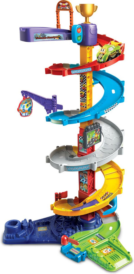 Vtech tude tude biler tornado stuntpark - racertårnbilbane med sam stuntbil - tilskynder til rollespil - gave - 1 til 5 år
