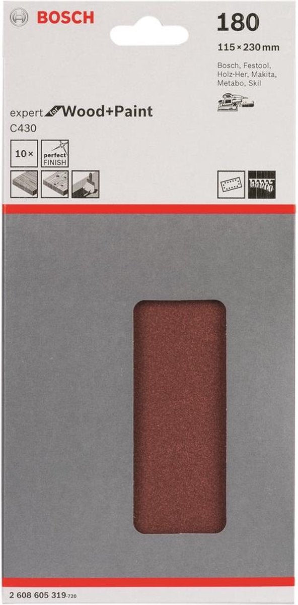 Bosch - 10-delt slibepladesæt 115 x 230 mm, 180