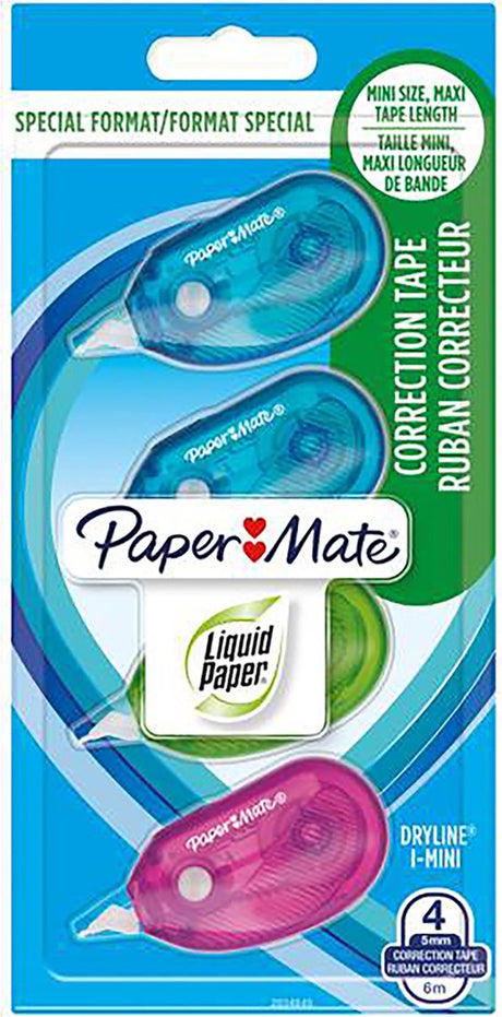 Paper mate dryline i-mini-korrektionstape | forskellige farver | 4 stk