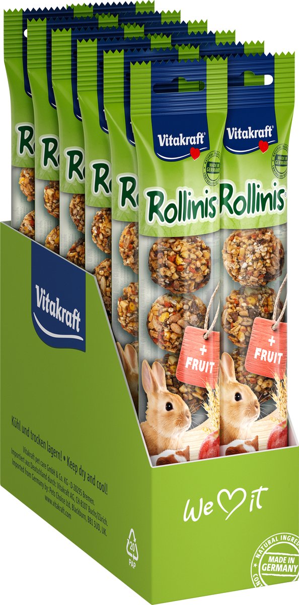 Vitakraft rollinis frugt - gnaver snacks - 12x48 gr