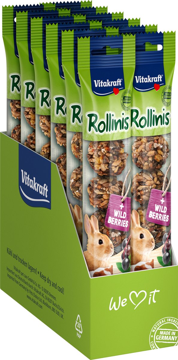Vitakraft rollinis med blåbær - gnaver snacks - 12x48 gr