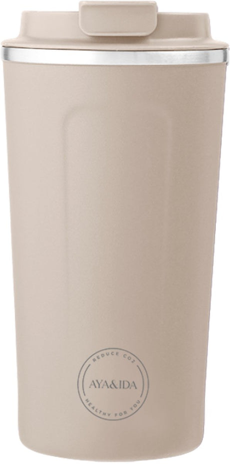Aya ida aya ida - cup2go - termokandekop - kaffekop - coffee to go - rejsekop - tag med - 500ml - cremebeige