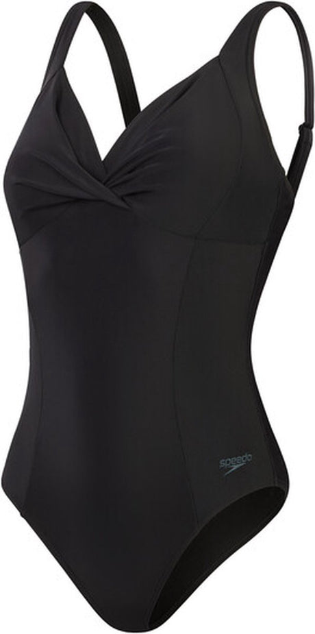 Speedo shaping cross knot 1 styk sportsbadedragt til kvinder - shaping badedragt kvinder - damebadedragt med aftagelige skåle - sportsbadedragt til kvinder med sweetheart halsudskæring og justerbare stropper - sort - 38