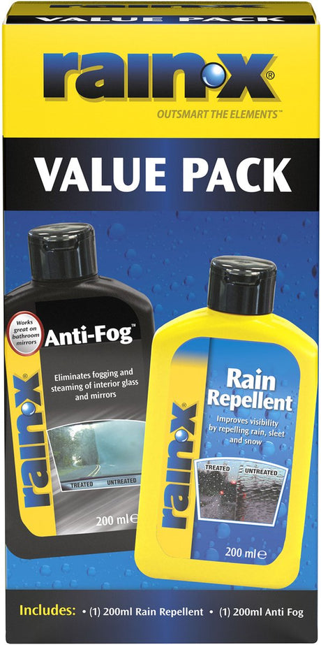 Rain-x anti-rain anti-dug værdipakke - 2x200ml - regnafvisende belægning = hydrofob teknologi
