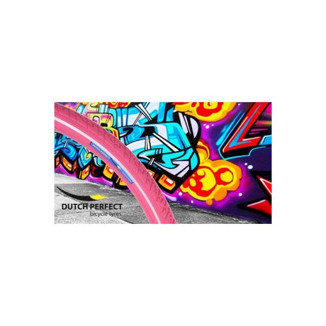 Dutchperfect dæk dutch perfect 28 x 2,00 50-622 anti-punktur - pink med refleks
