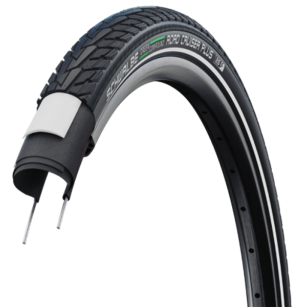 Schwalbe motion road cruiser plus 28x1,40 (37-622) kablet aktiv linje grøn sort+refleks