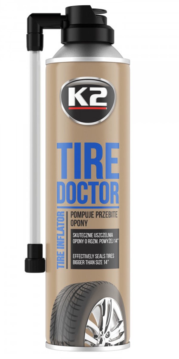 K2 bandenreparatie spray 500ml - lekke band pechspray - lege band reparatie spuitbus - dichting middel