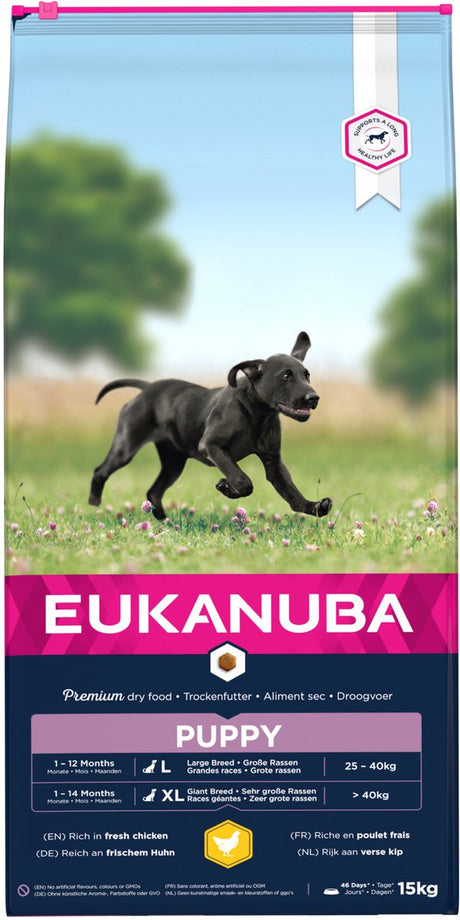 Eukanuba voksende hvalp - tør hundefoder - stor race - kylling - 15 kg