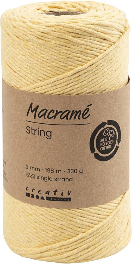 Creativ company makramésnor 2 mm 198 m lysegul