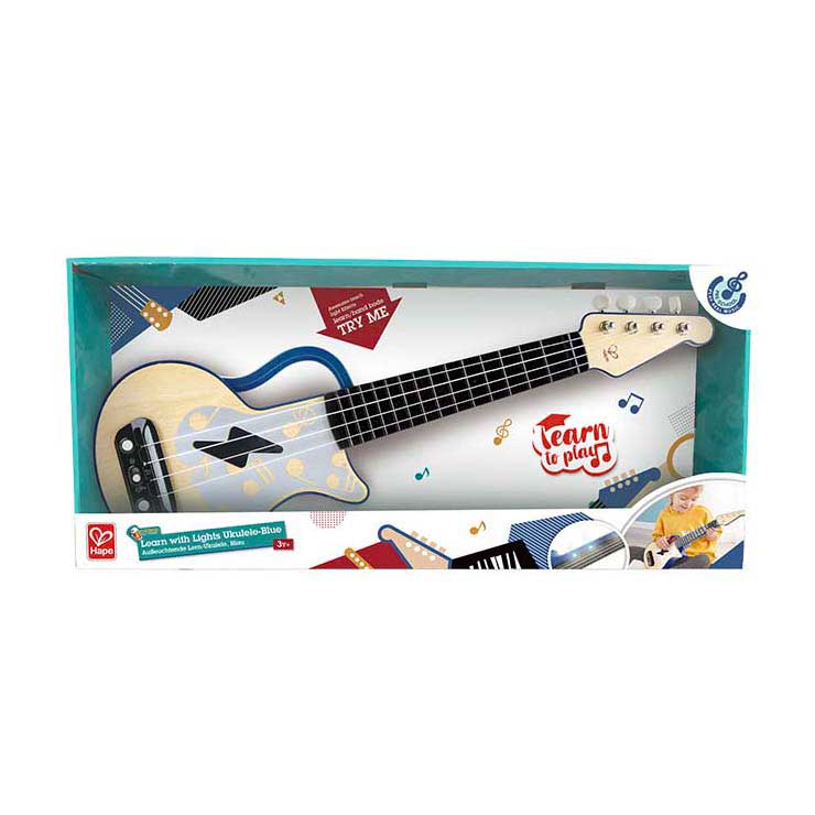 Hape ukulele med lys - blå